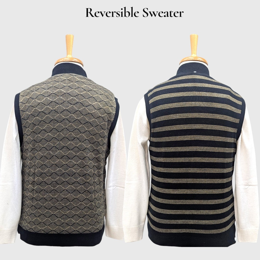 MEN'S SLEEVELESS FULL ZIP REVERSIBLE SWEATER