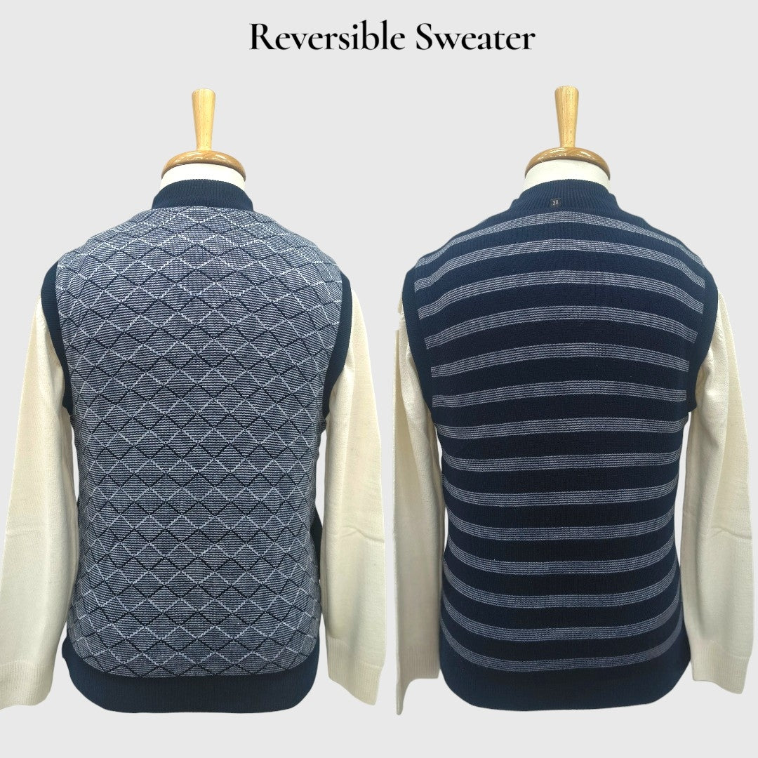 MEN'S SLEEVELESS FULL ZIP REVERSIBLE SWEATER
