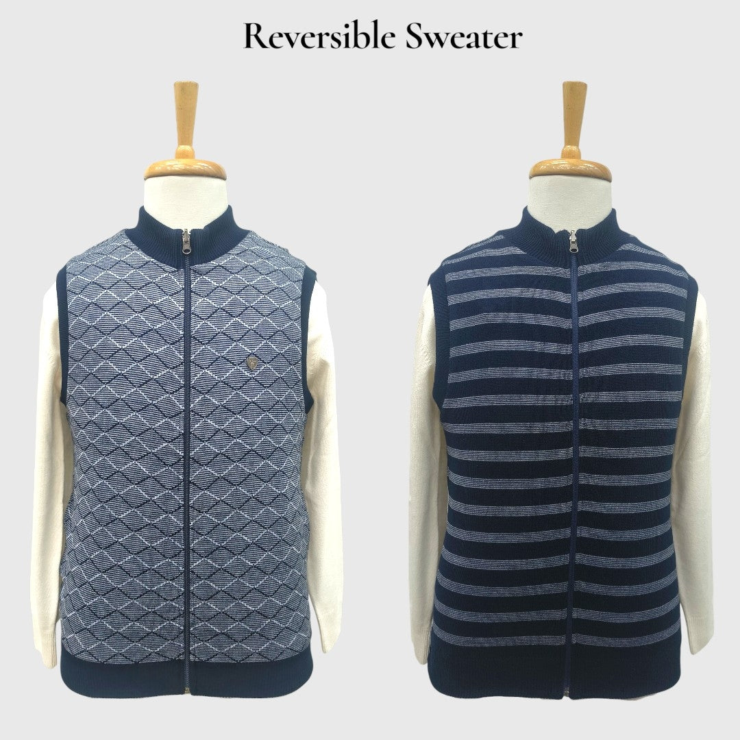 MEN'S SLEEVELESS FULL ZIP REVERSIBLE SWEATER