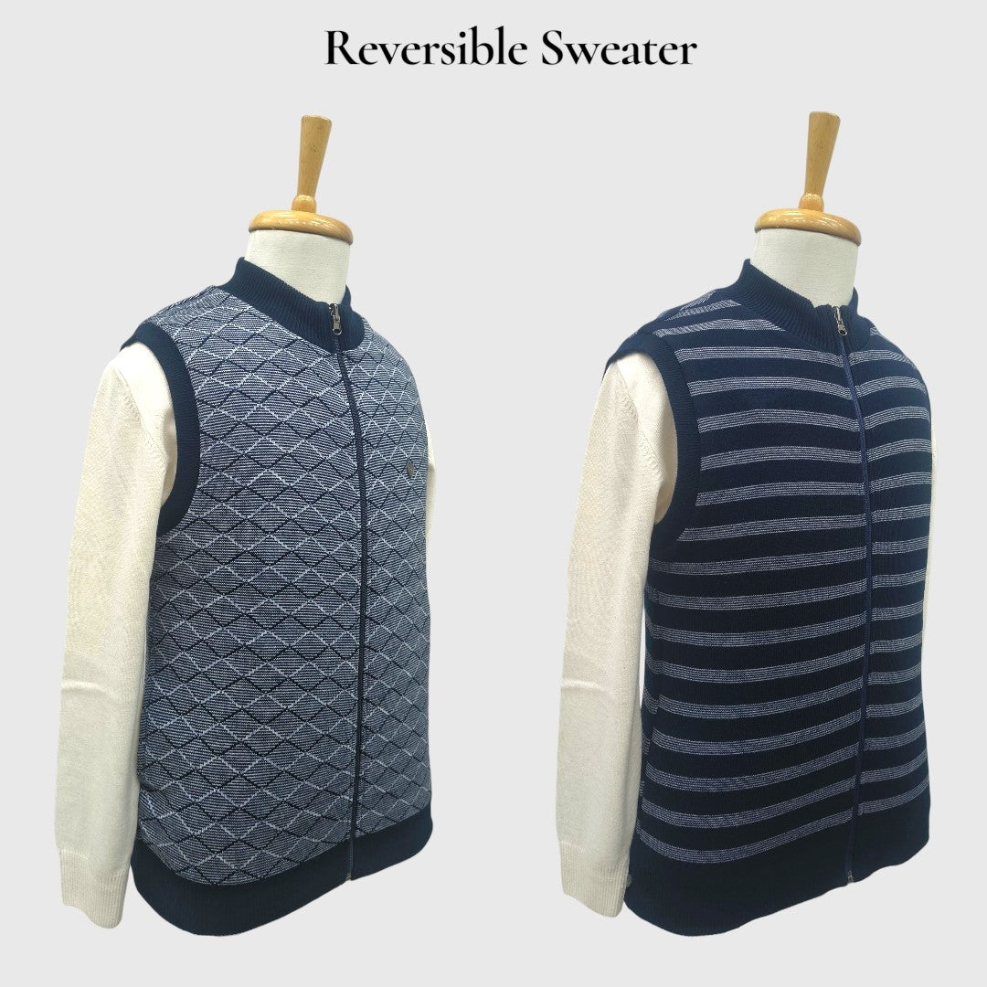 MEN'S SLEEVELESS FULL ZIP REVERSIBLE SWEATER
