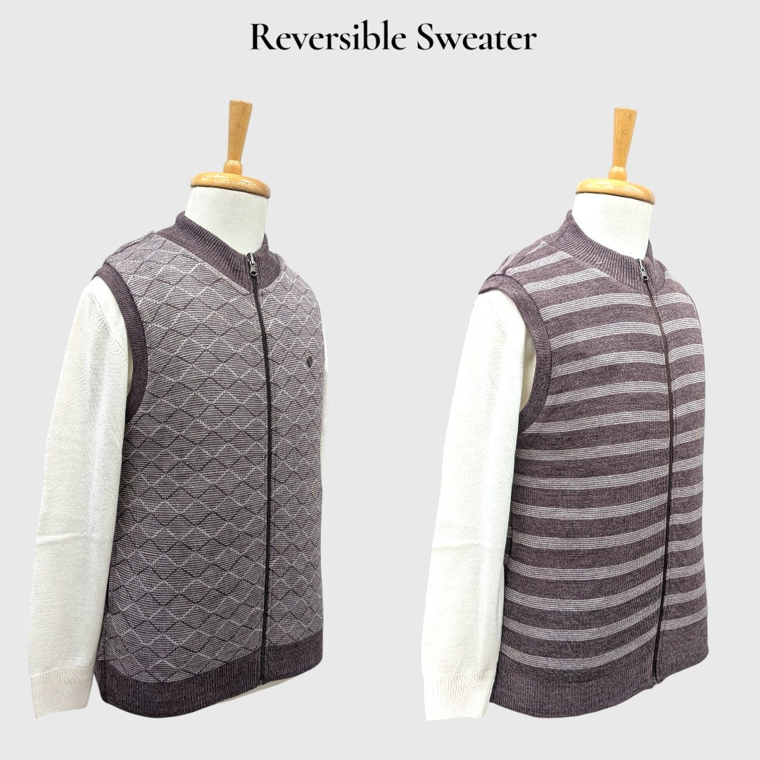 MEN'S SLEEVELESS FULL ZIP REVERSIBLE SWEATER