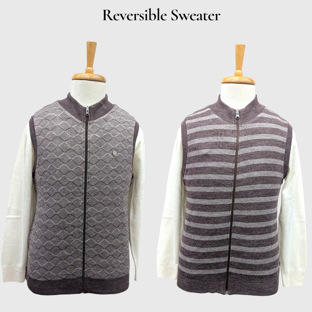 MEN'S SLEEVELESS FULL ZIP REVERSIBLE SWEATER