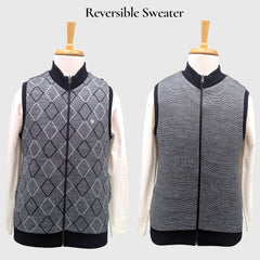 MEN'S SLEEVELESS FULL ZIP REVERSIBLE SWEATER