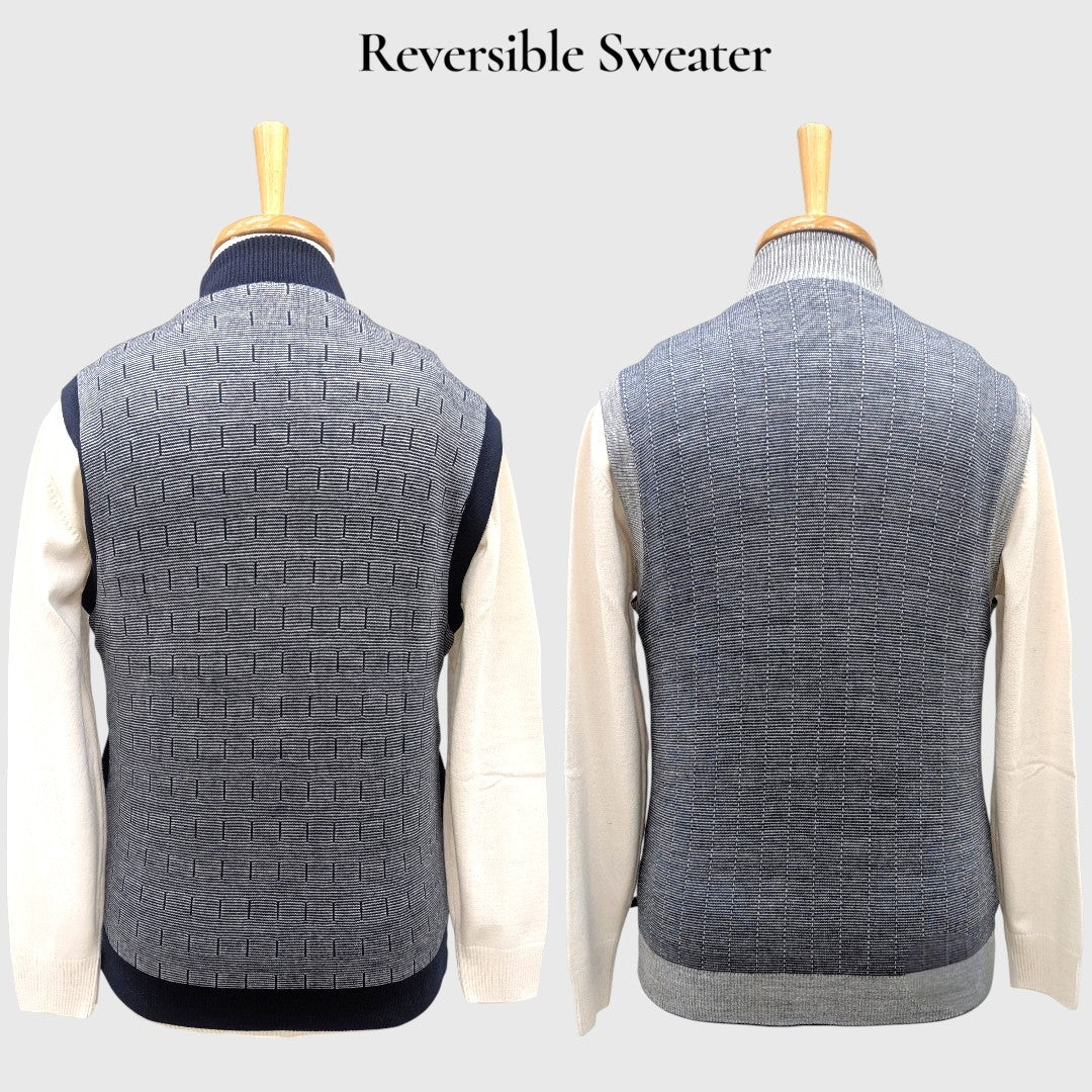 MEN'S SLEEVELESS FULL ZIP REVERSIBLE SWEATER