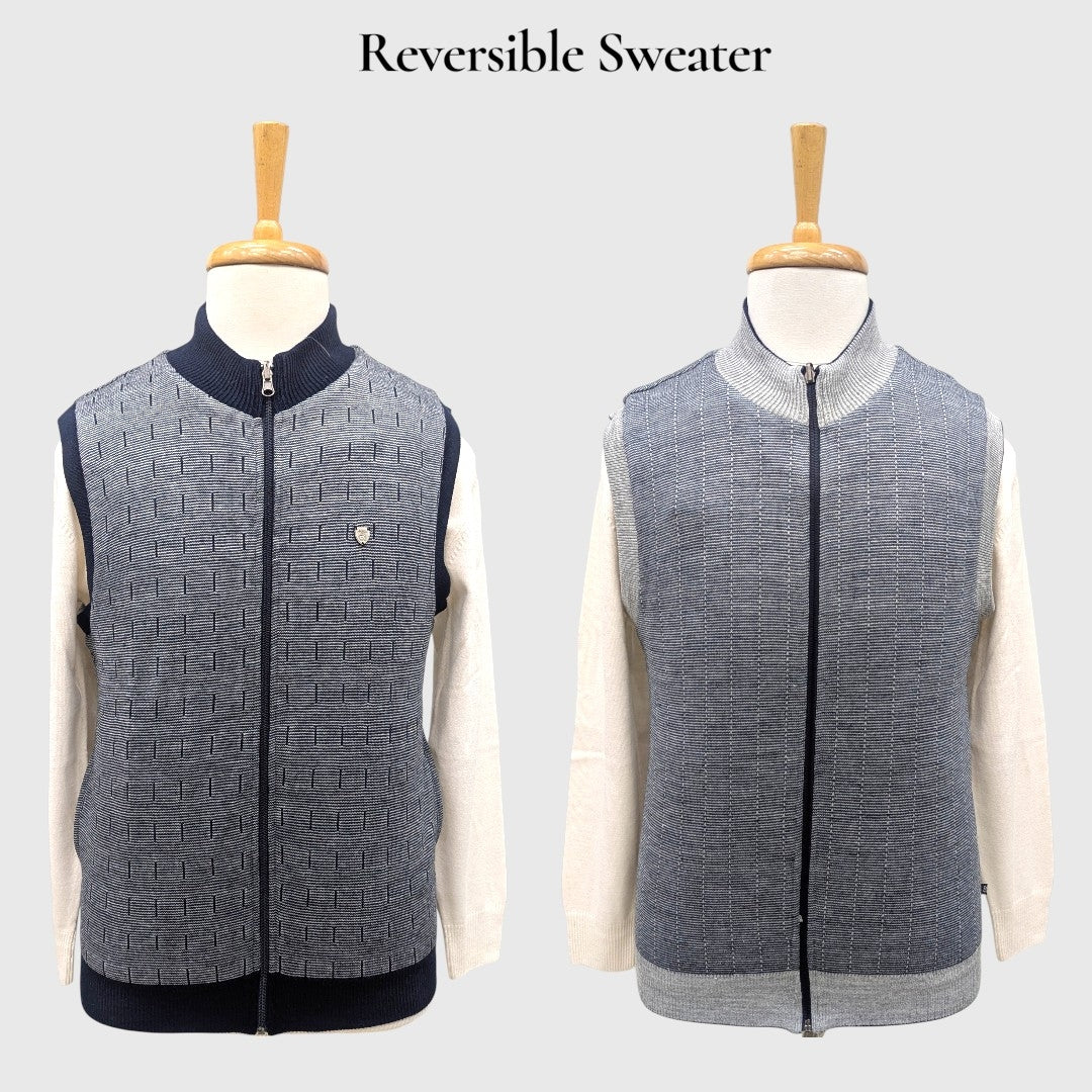 MEN'S SLEEVELESS FULL ZIP REVERSIBLE SWEATER