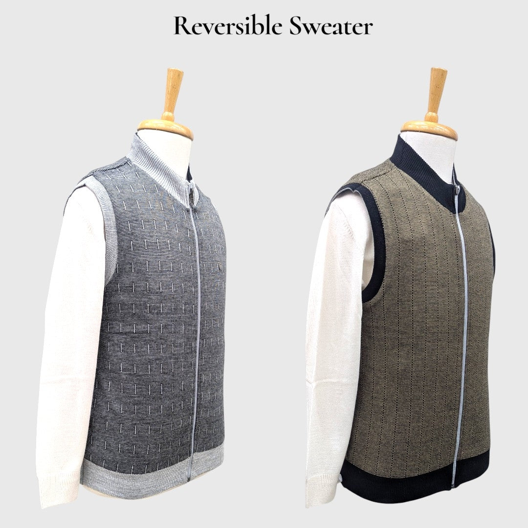 MEN'S SLEEVELESS FULL ZIP REVERSIBLE SWEATER