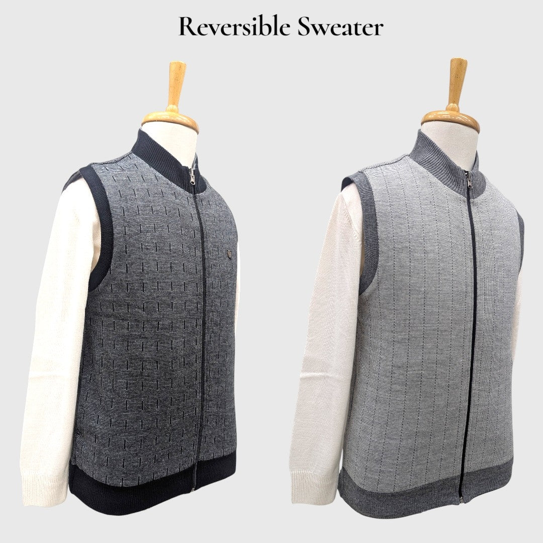 MEN'S SLEEVELESS FULL ZIP REVERSIBLE SWEATER