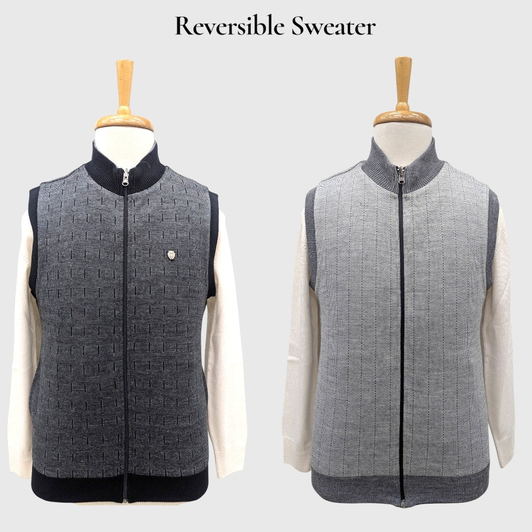 MEN'S SLEEVELESS FULL ZIP REVERSIBLE SWEATER