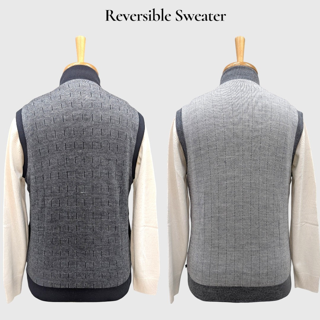 MEN'S SLEEVELESS FULL ZIP REVERSIBLE SWEATER