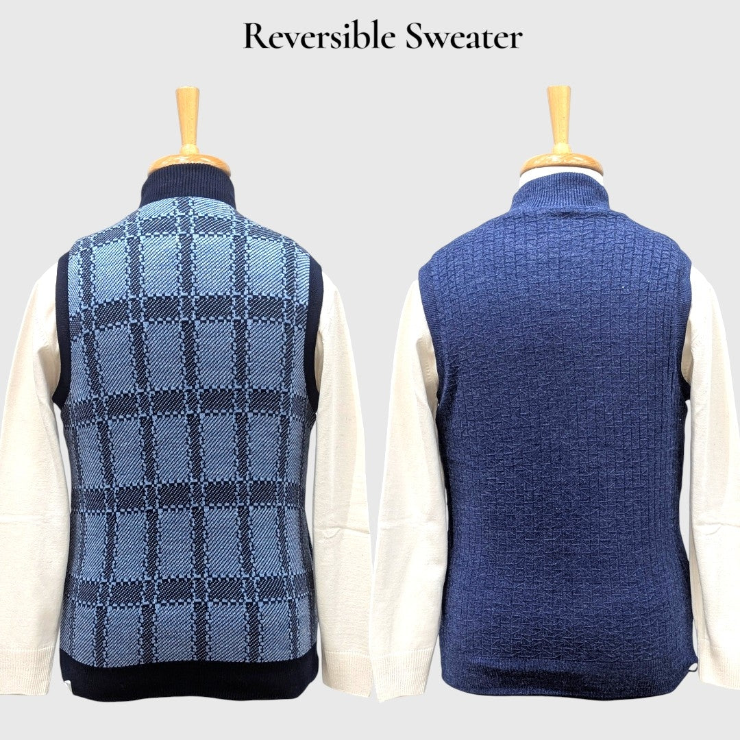 MEN'S SLEEVELESS FULL ZIP REVERSIBLE SWEATER