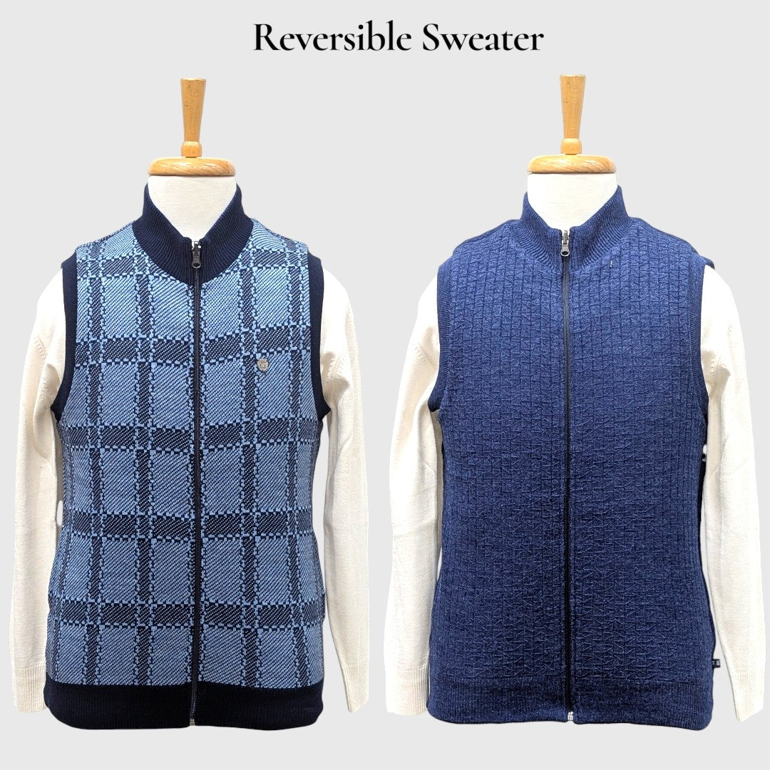 MEN'S SLEEVELESS FULL ZIP REVERSIBLE SWEATER