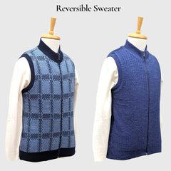 MEN'S SLEEVELESS FULL ZIP REVERSIBLE SWEATER