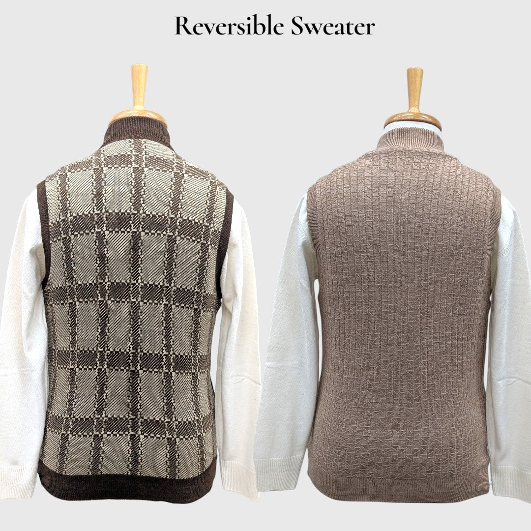 MEN'S SLEEVELESS FULL ZIP REVERSIBLE SWEATER