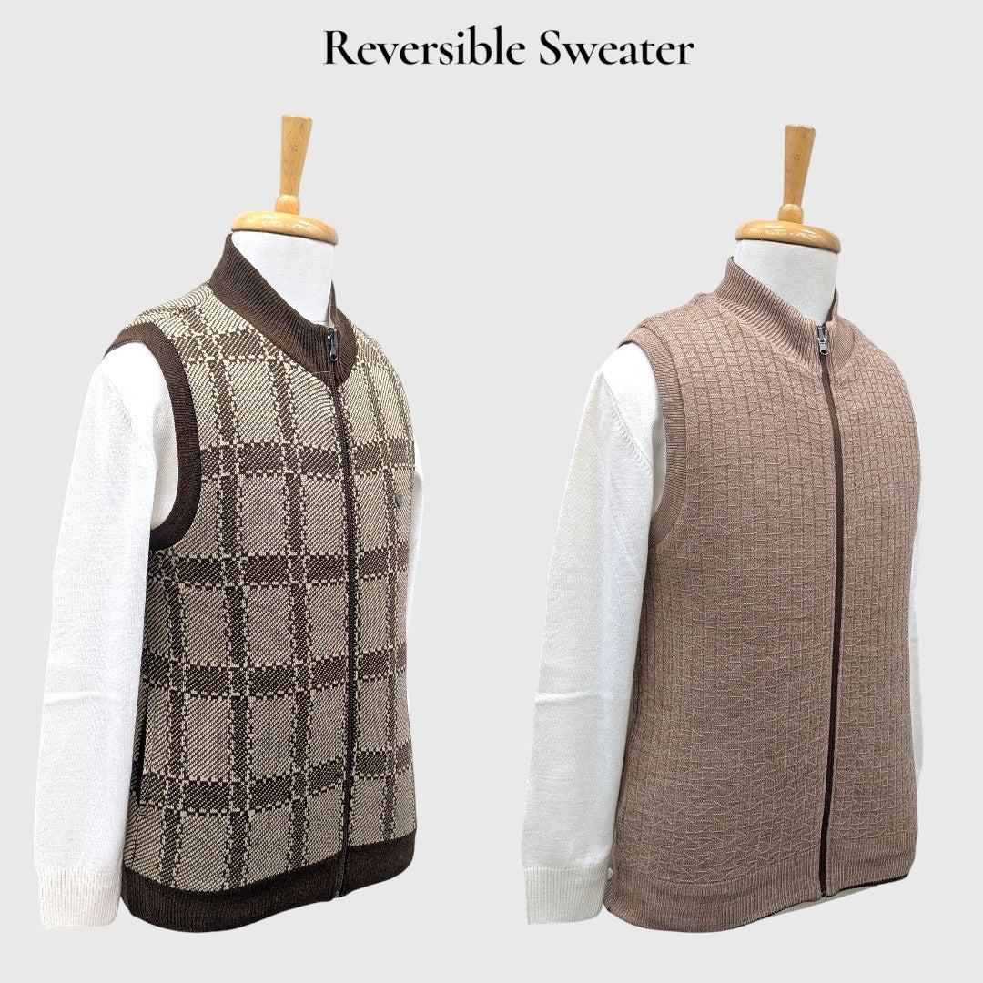 MEN'S SLEEVELESS FULL ZIP REVERSIBLE SWEATER