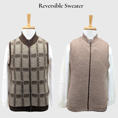 MEN'S SLEEVELESS FULL ZIP REVERSIBLE SWEATER