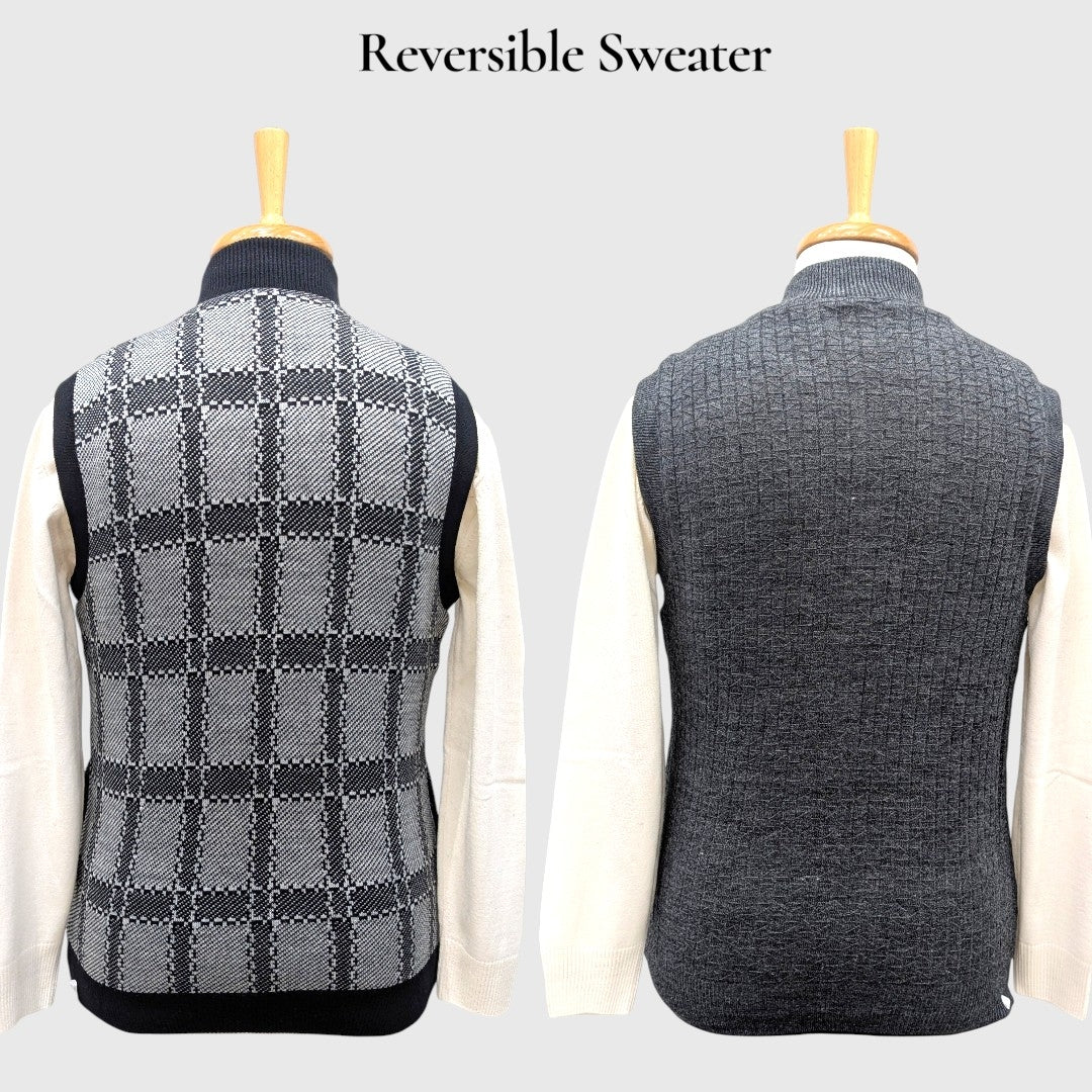 MEN'S SLEEVELESS FULL ZIP REVERSIBLE SWEATER