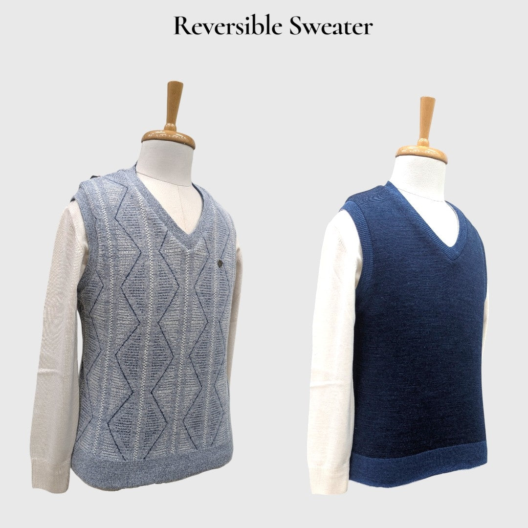 MEN'S SLEEVELESS FULL ZIP REVERSIBLE SWEATER