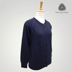 WOMEN'S R NECK CARDIGAN PURE WOOL