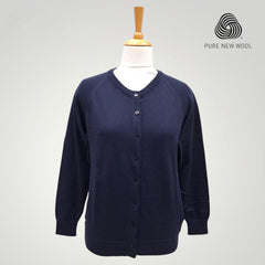 WOMEN'S R NECK CARDIGAN PURE WOOL
