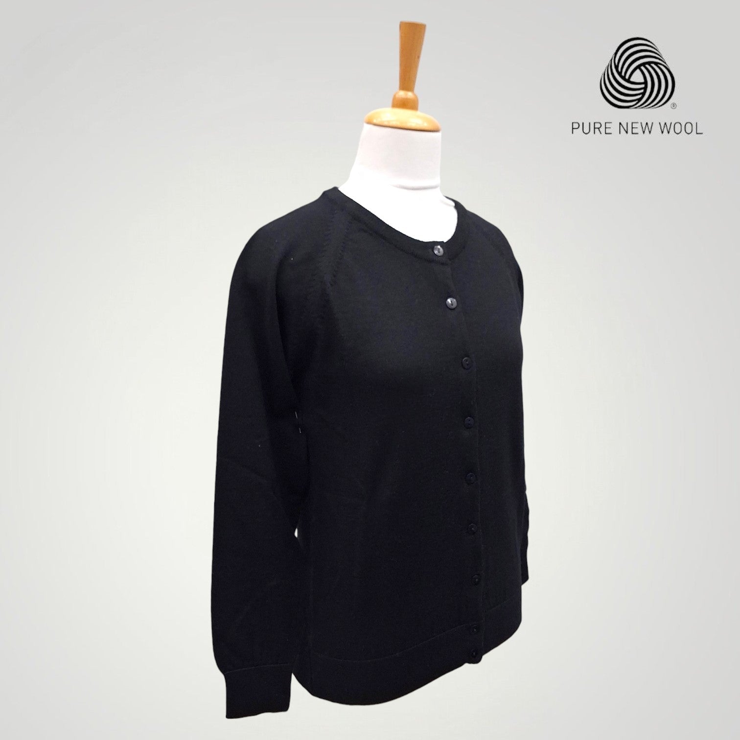 WOMEN'S R NECK CARDIGAN PURE WOOL