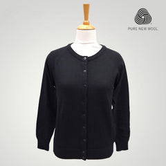 WOMEN'S R NECK CARDIGAN PURE WOOL