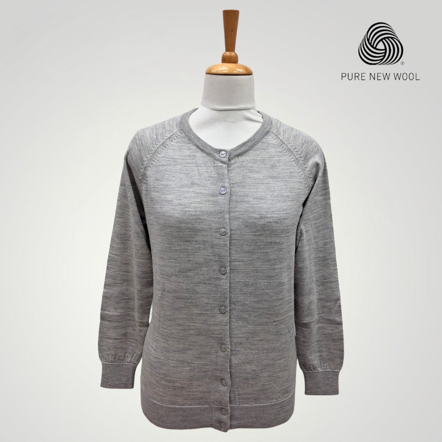 WOMEN'S R NECK CARDIGAN PURE WOOL