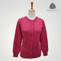 WOMEN'S R NECK CARDIGAN PURE WOOL