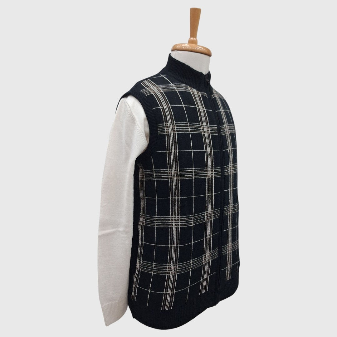MEN'S SLEEVELESS FULL ZIP SWEATER