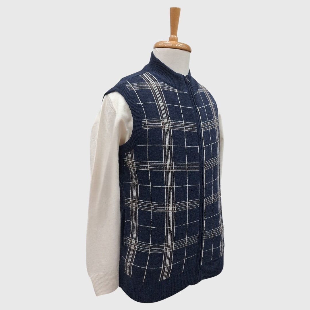 MEN'S SLEEVELESS FULL ZIP SWEATER