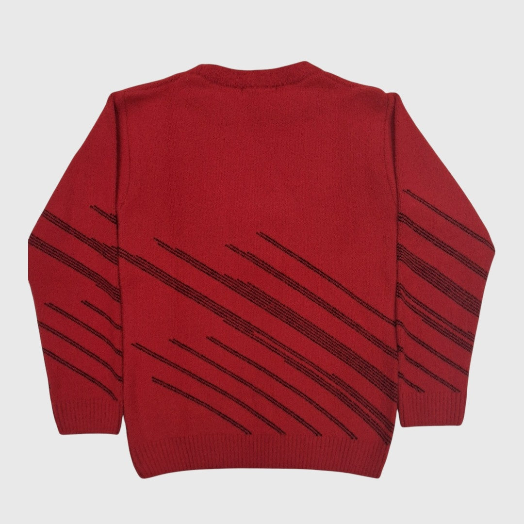 BOY'S R NECK ACRO WOOL SWEATER