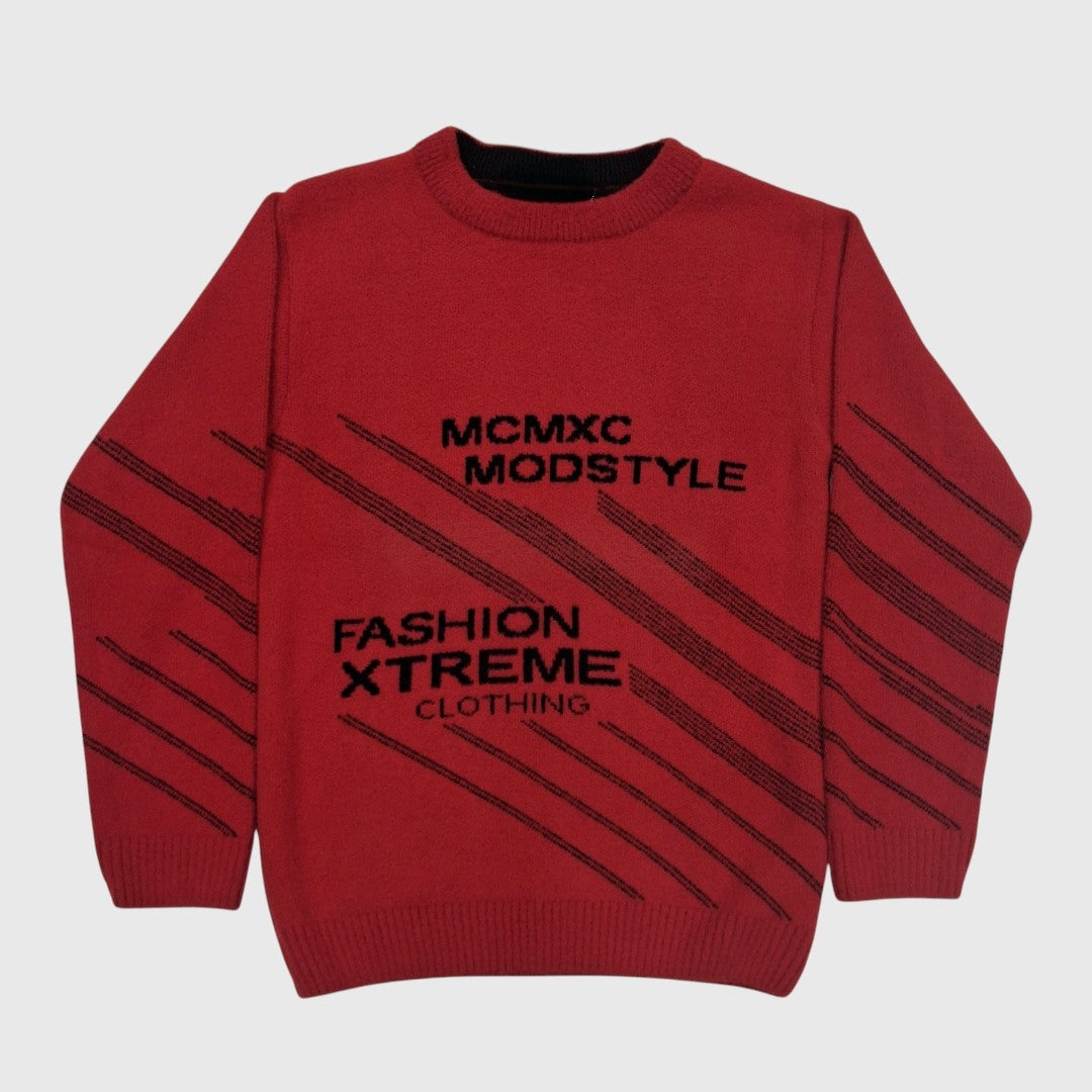 BOY'S R NECK ACRO WOOL SWEATER