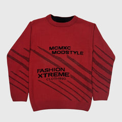 BOY'S R NECK ACRO WOOL SWEATER