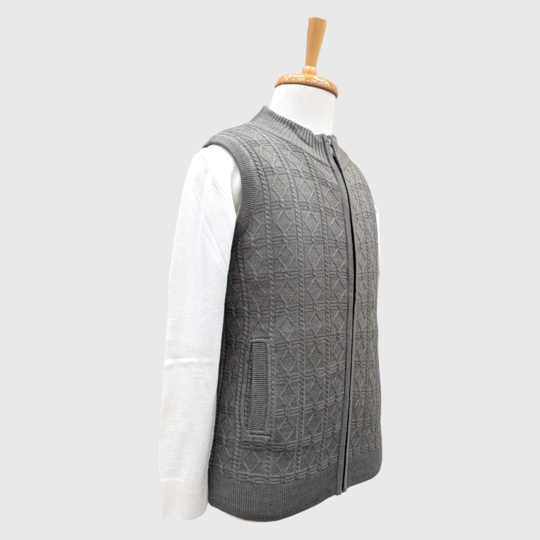 MEN'S SLEEVELESS FULL ZIP REVERSIBLE SWEATER