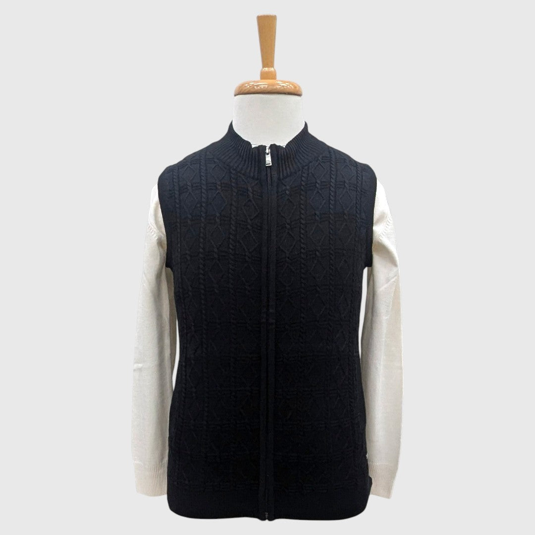 MEN'S SLEEVELESS FULL ZIP REVERSIBLE SWEATER
