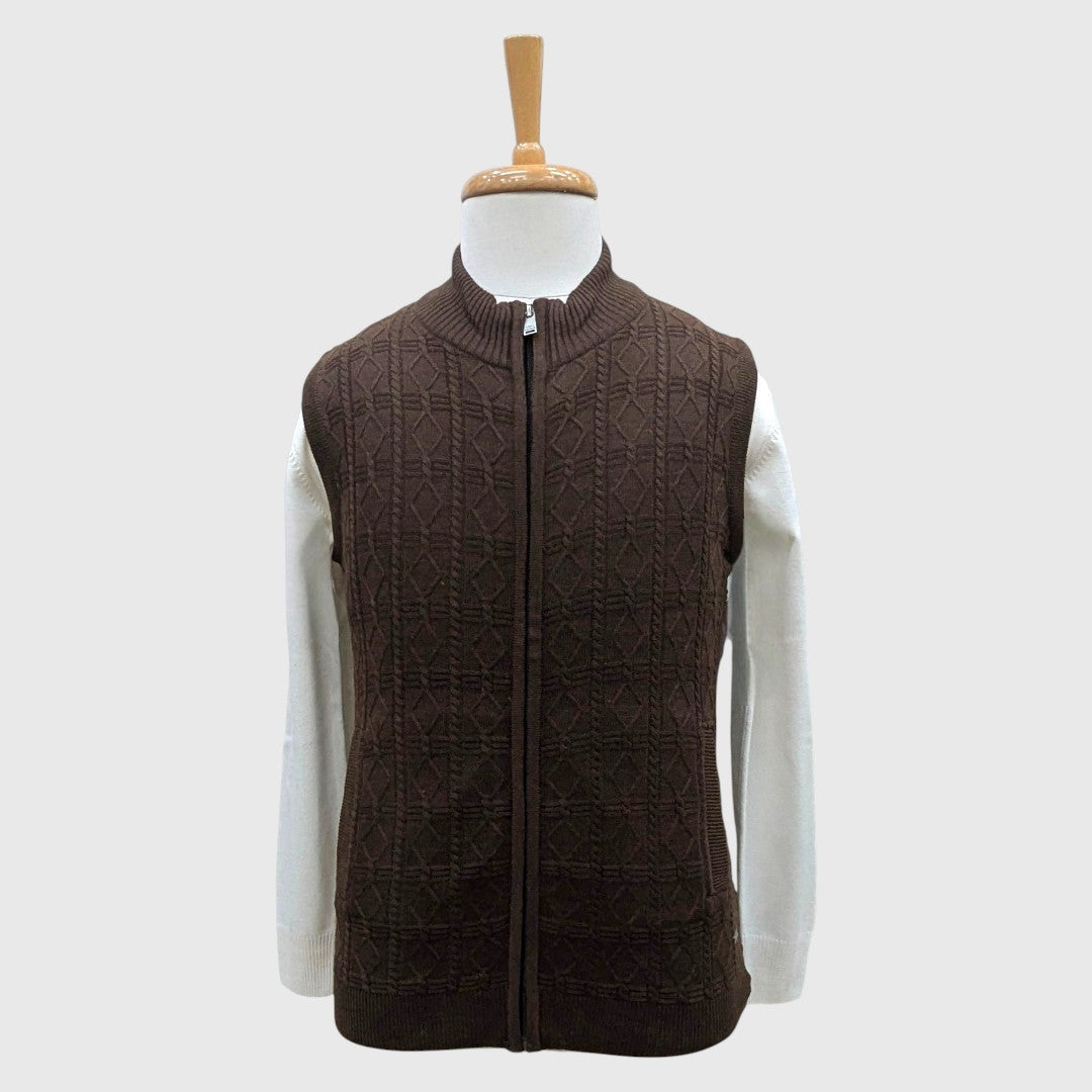 MEN'S SLEEVELESS FULL ZIP REVERSIBLE SWEATER