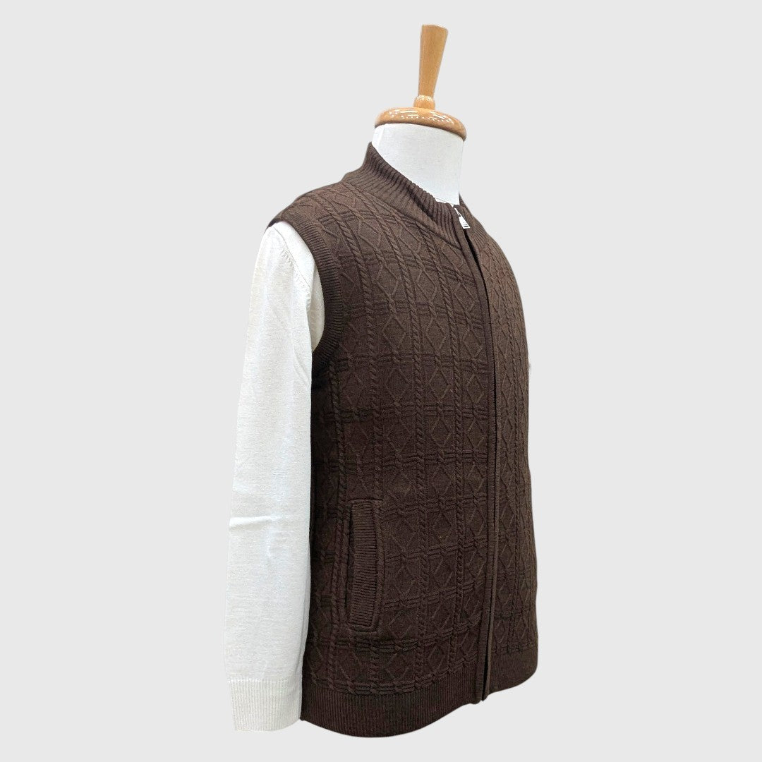 MEN'S SLEEVELESS FULL ZIP REVERSIBLE SWEATER