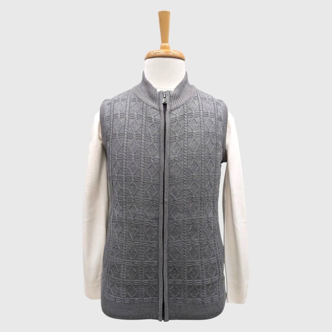 MEN'S SLEEVELESS FULL ZIP REVERSIBLE SWEATER