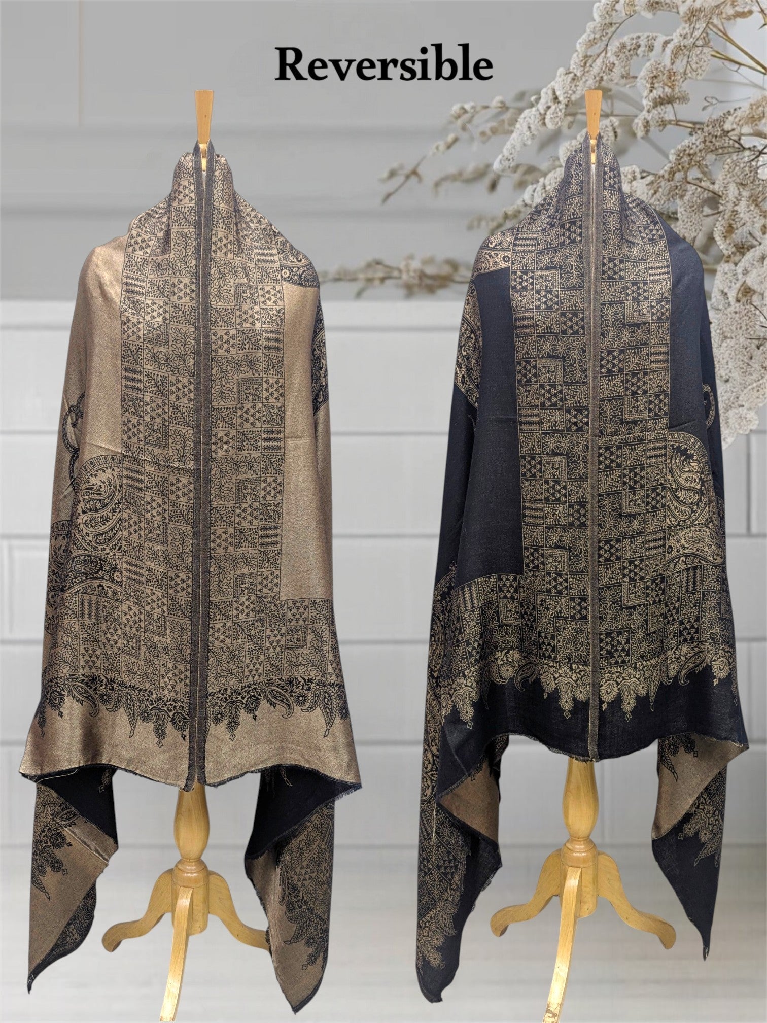 WOMEN'S SHAWL ACRO WOOL REVERSIBLE