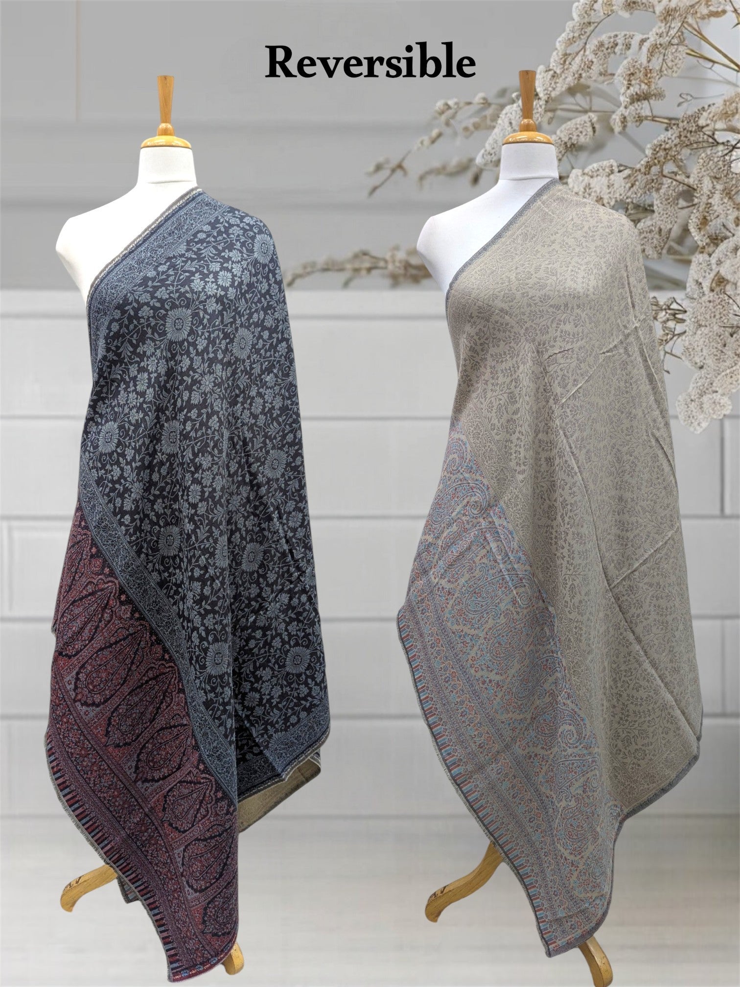 WOMEN'S SHAWL ACRO WOOL REVERSIBLE