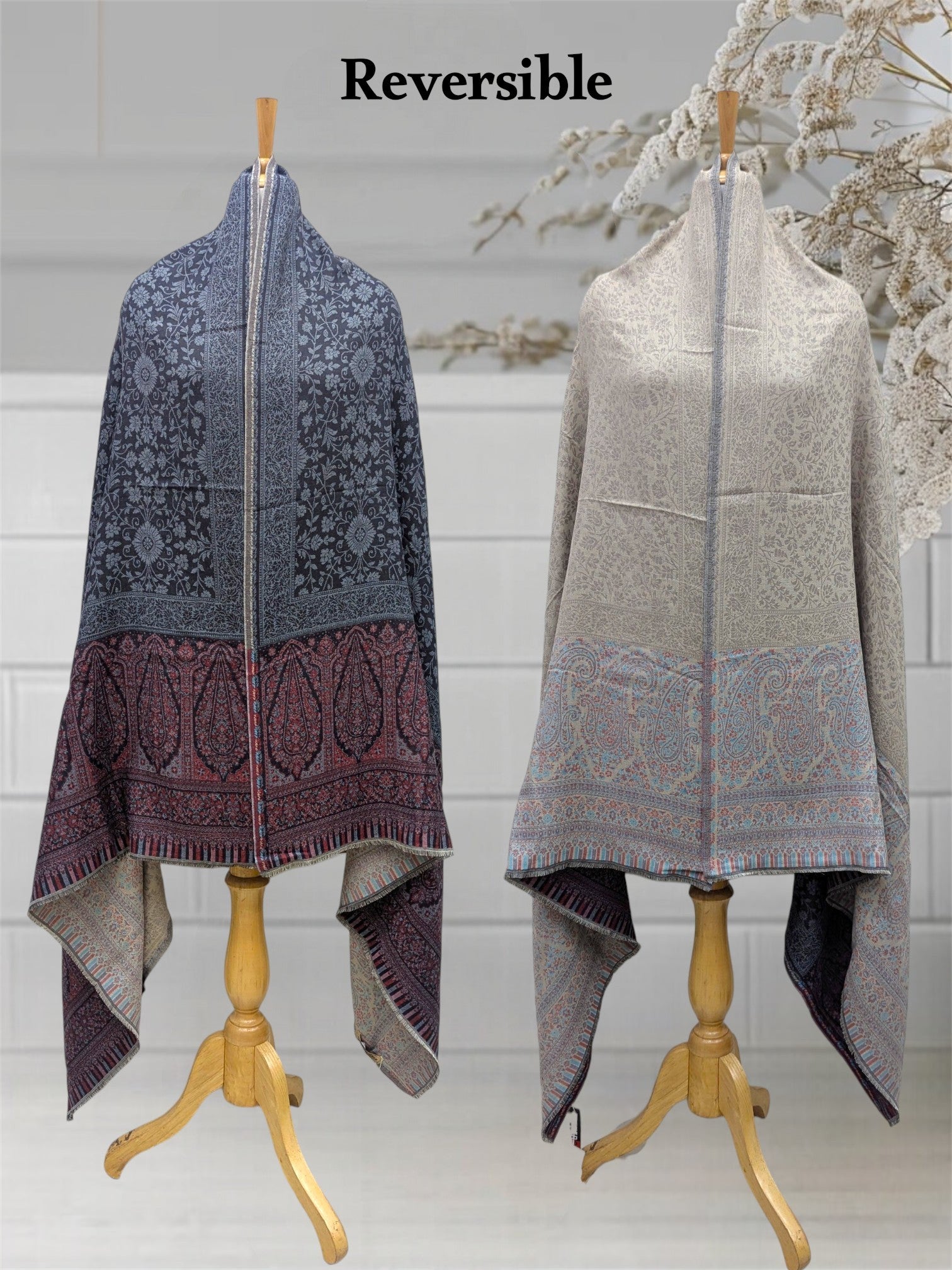 WOMEN'S SHAWL ACRO WOOL REVERSIBLE