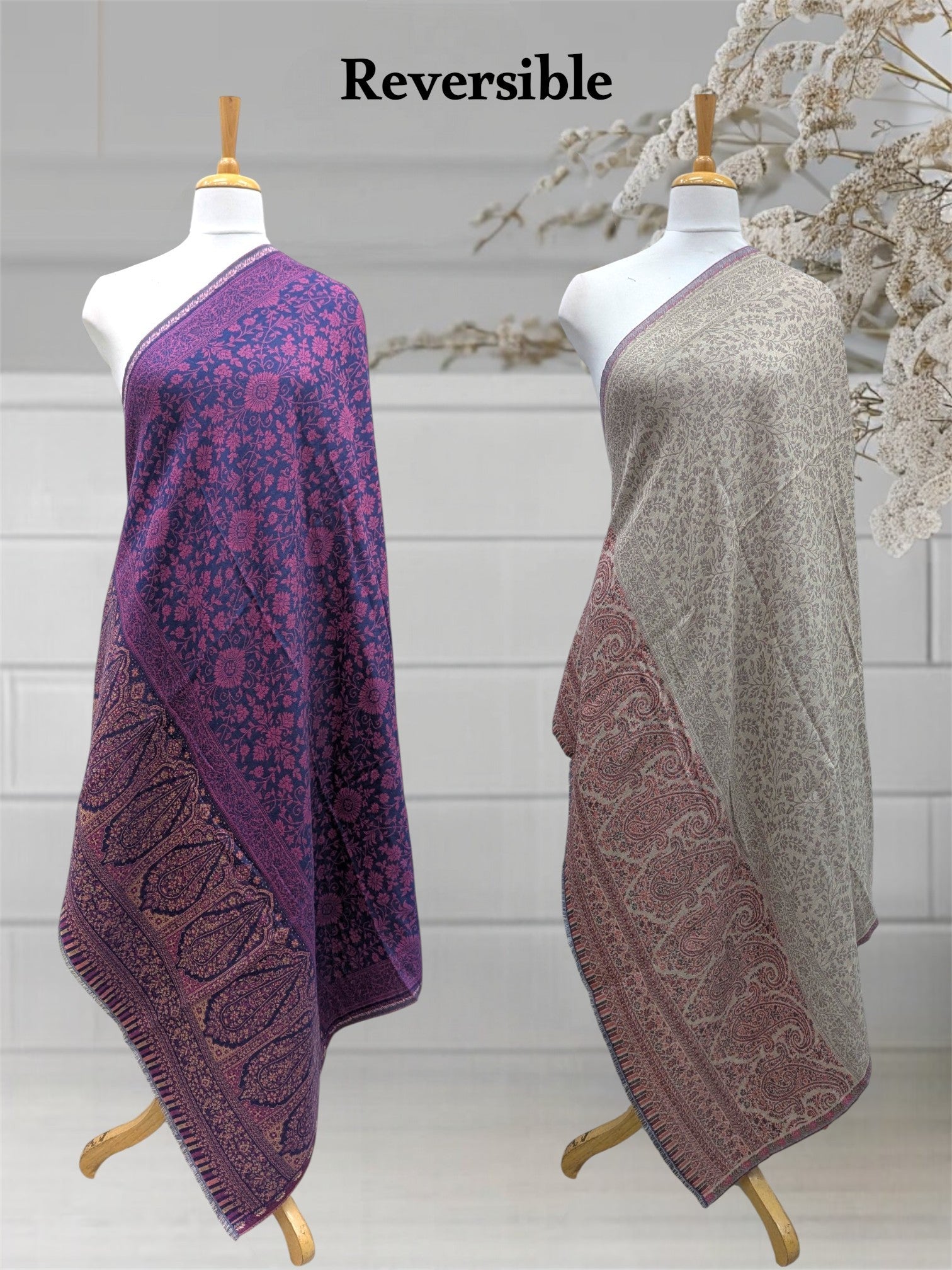 WOMEN'S SHAWL ACRO WOOL REVERSIBLE