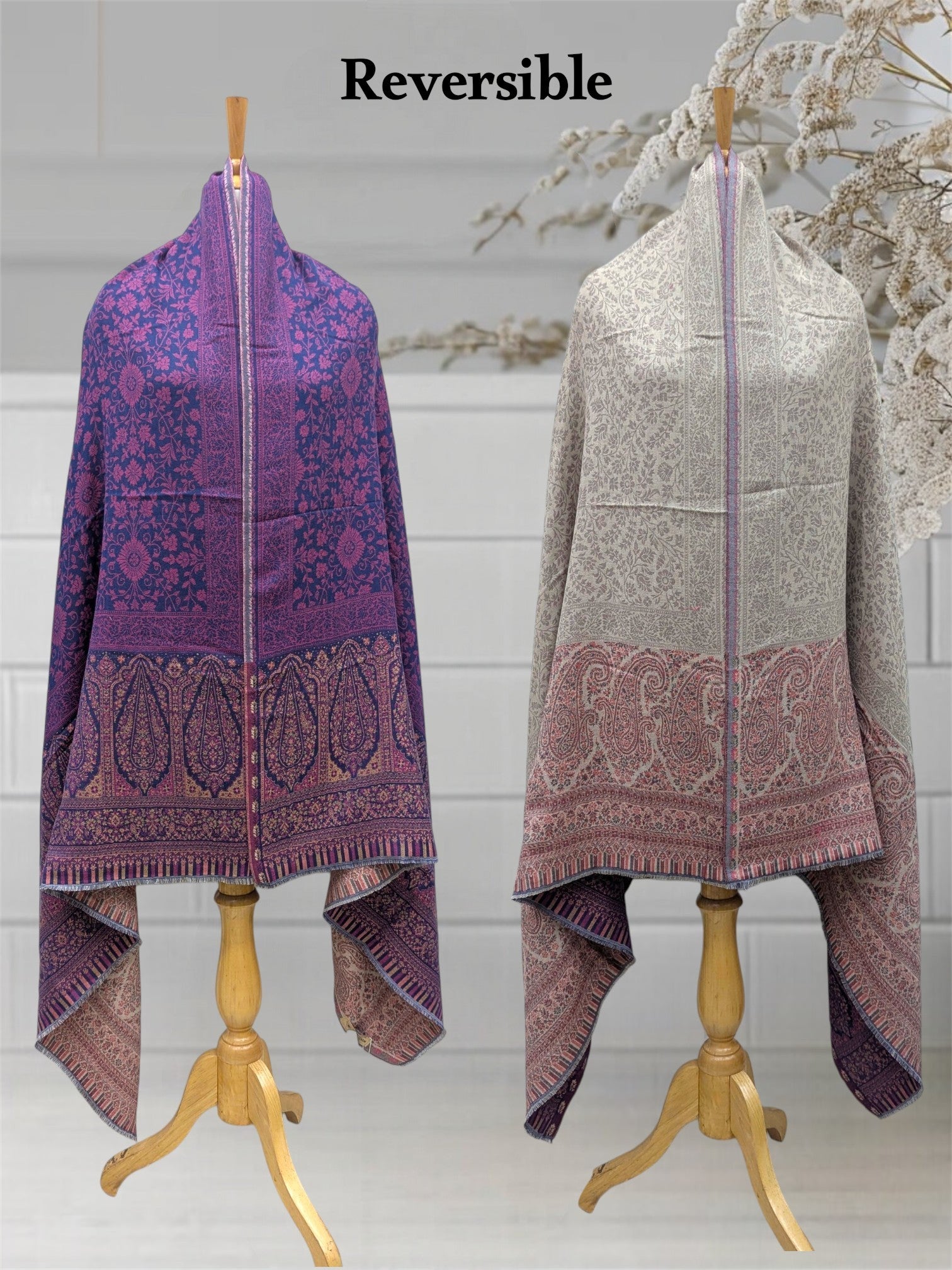 WOMEN'S SHAWL ACRO WOOL REVERSIBLE